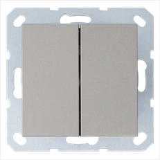 Изображение Выключатель двухклавишный 10A 250V~ с накладкой, цвет шампань